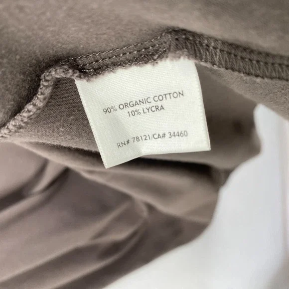 EILEEN FISHER Dress PL Organic Cotton Stretch Jersey T-Shirt Cap Sleeve Brown - Picture 7 of 10